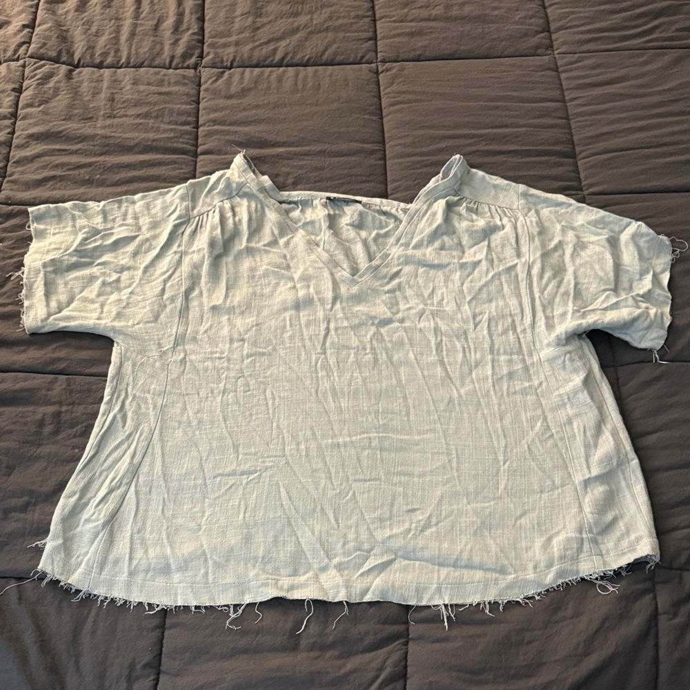 Very J Pale Blue/Green V-Neck Relaxed Tunic